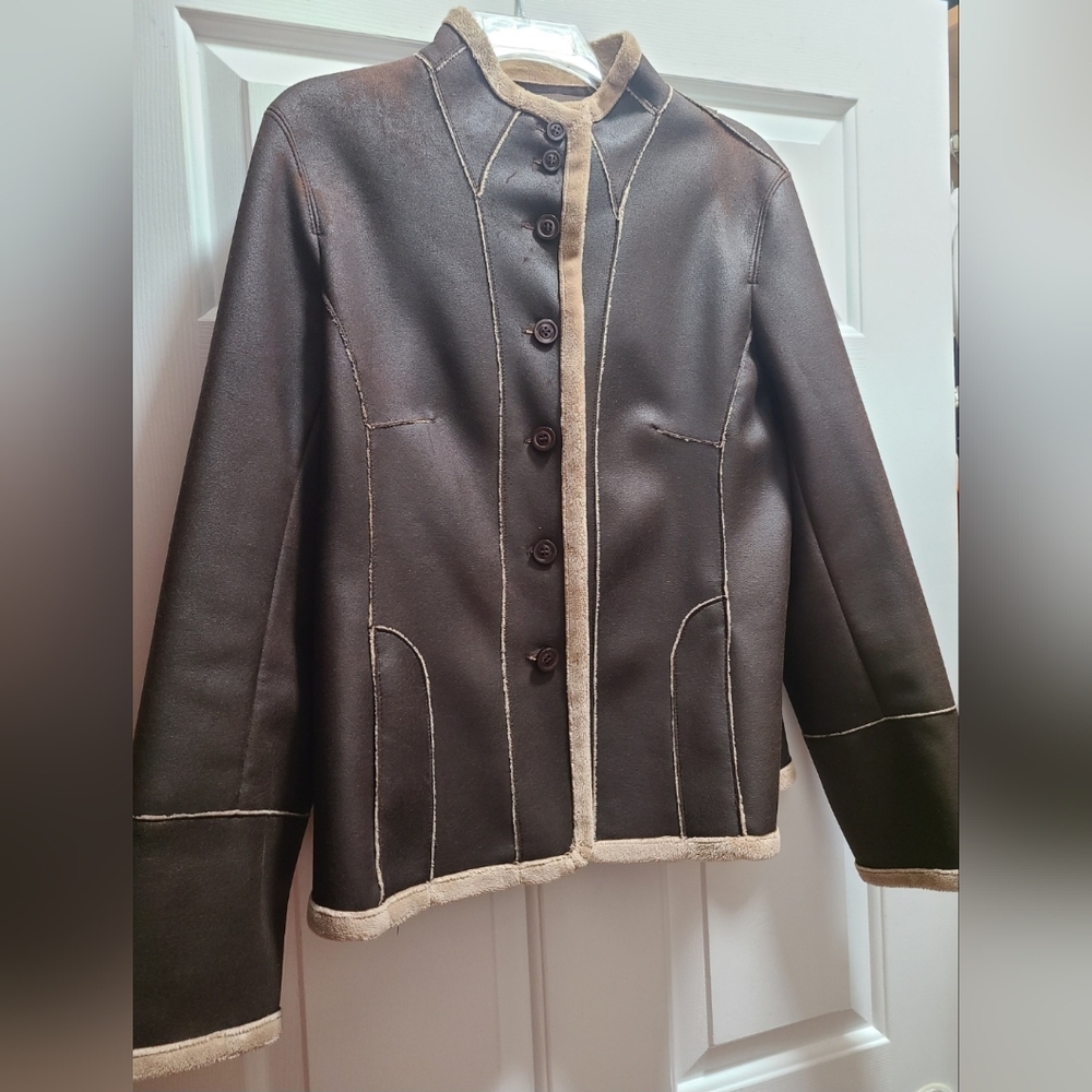 Kristen Blake Dark Brown Suede Faux Jacket